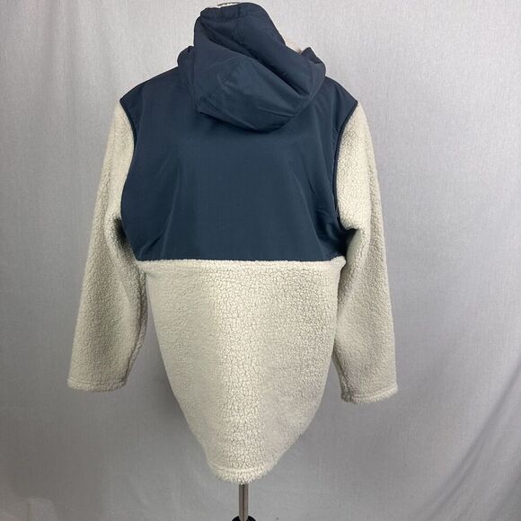 Hurley Half Zip Sherpa Anorak Hoodie Jacket Pullover, Bone/Navy, Size Large - Picture 12 of 13